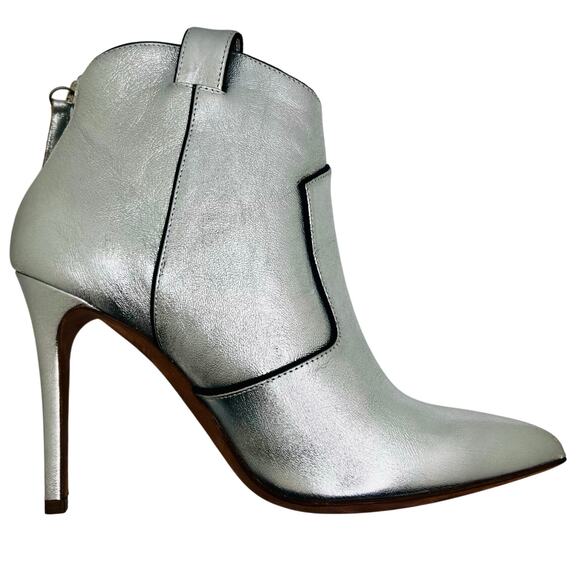 MINT 6.5 Silver VERONICA BEARD “Loretta” Leather Western Booties - Retail: $495 - Picture 1 of 9